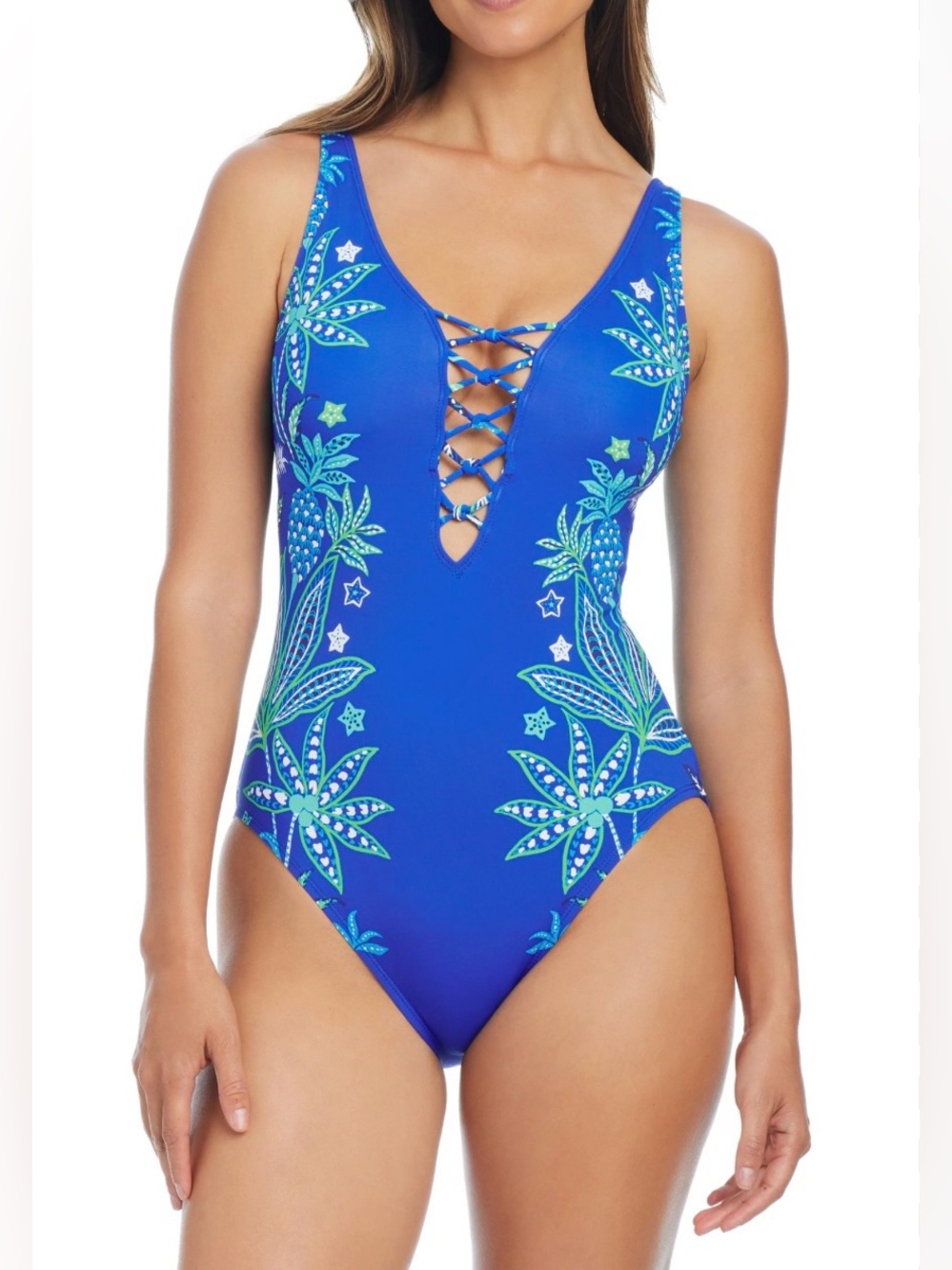 Bleu Rod Beattie Desert Bloom Lace Down One Piece size 10